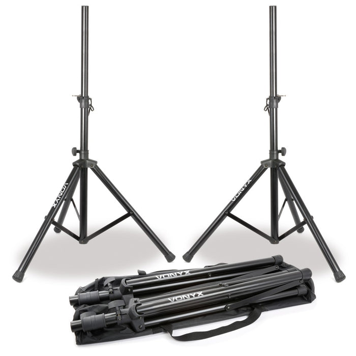 Vonyx 180550 Adjustable Tripod Speaker Speaker Stand Pair with Carry Bag