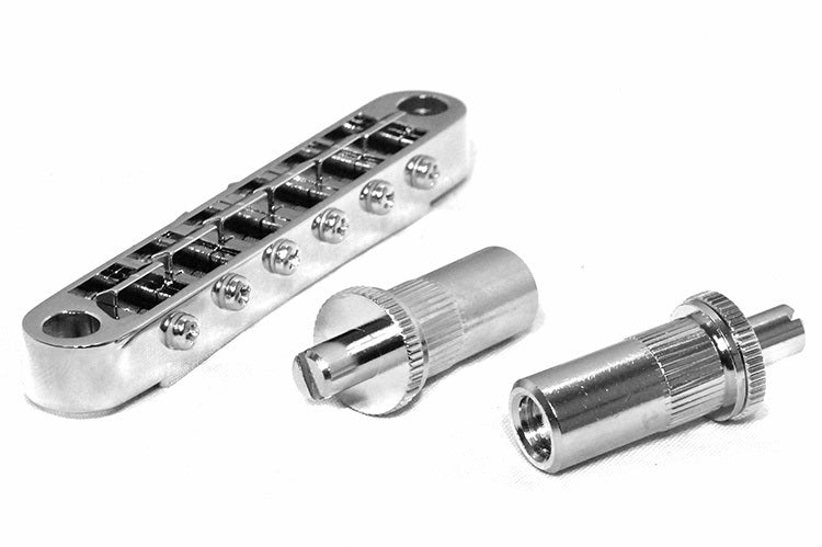 Gotoh GE103BT Tune-O-Matic Electric Guitar Bridge (Nashville) in Chrome Finish with 33.5mm M8 Studs & 11.3 x 24mm Anchors