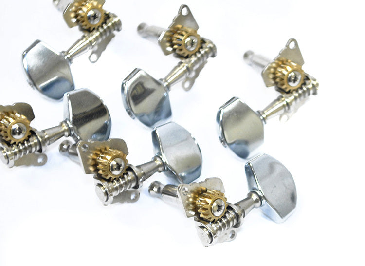 GT Acoustic/Electric Guitar Open Geared Tuning Machines in Chrome Finish (3+3) with Traditional Chrome Buttons
