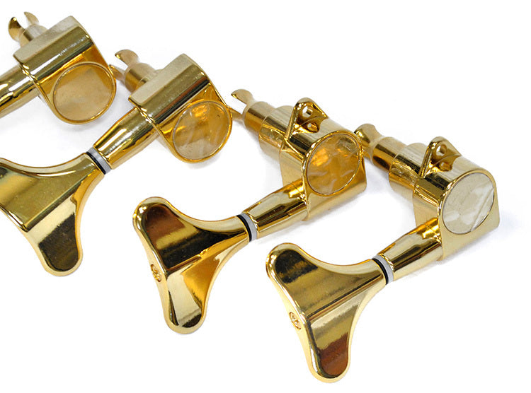 GT Electric Bass Guitar Sealed Tuning Machines in Gold Finish (2+2) with Gold Traditional Buttons