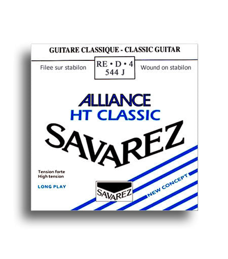 Savarez 544J Alliance HT Classic High Tension (D-4th) Single Classical Guitar String String Gauge 0.0299