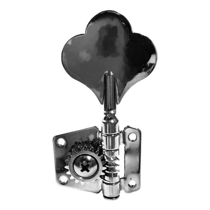 GT Left-Handed Bass Guitar Open Gear Tuning Machines in Chrome Finish (4-Inline) with Chrome Clover Style Buttons