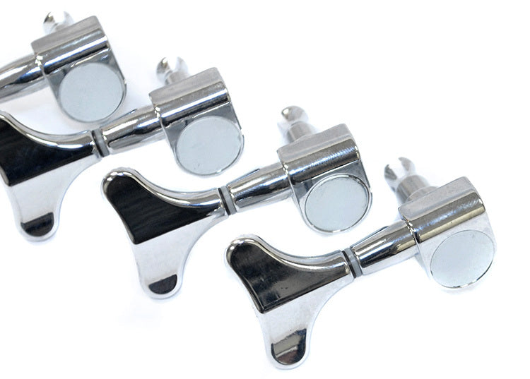 GT Left-Handed Electric Bass Guitar Sealed Tuning Machines in Chrome Finish (4-Inline) with Chrome Traditional Buttons