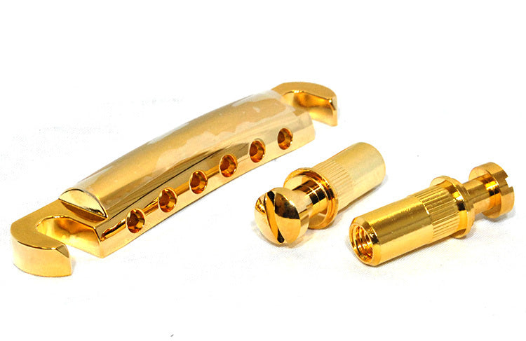 Gotoh GE101ZT Series Stop Tailpiece in Gold Finish with Modern-style Mounting Studs & Anchors