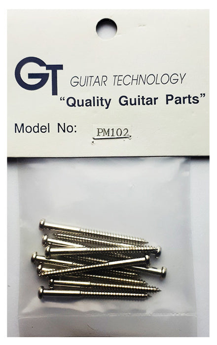 GT Wood Screws with Round Head in Chrome Finish - 2.45mm x 34.9mm (Pk-10)