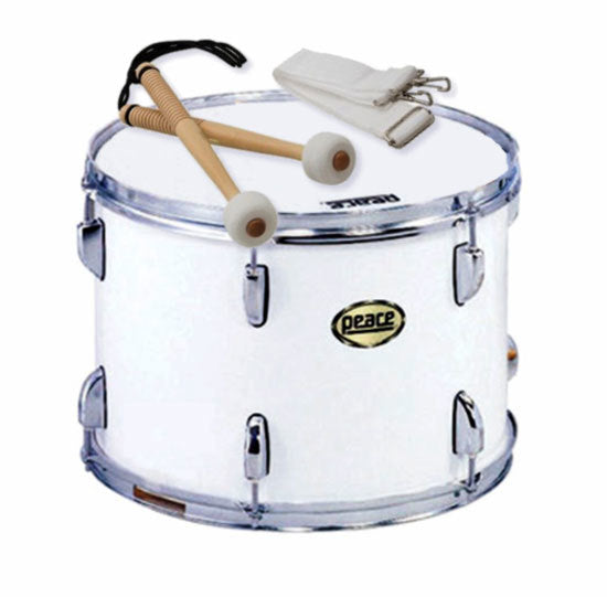 Peace 12-Lug Marching Tenor Drum in White (14 x 10") Includes Mallets & Strap