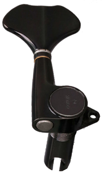 Gotoh GB707 Series Electric Bass Guitar Tuning Machines in Black Chrome Finish (4-inline) with Black Chrome Buttons