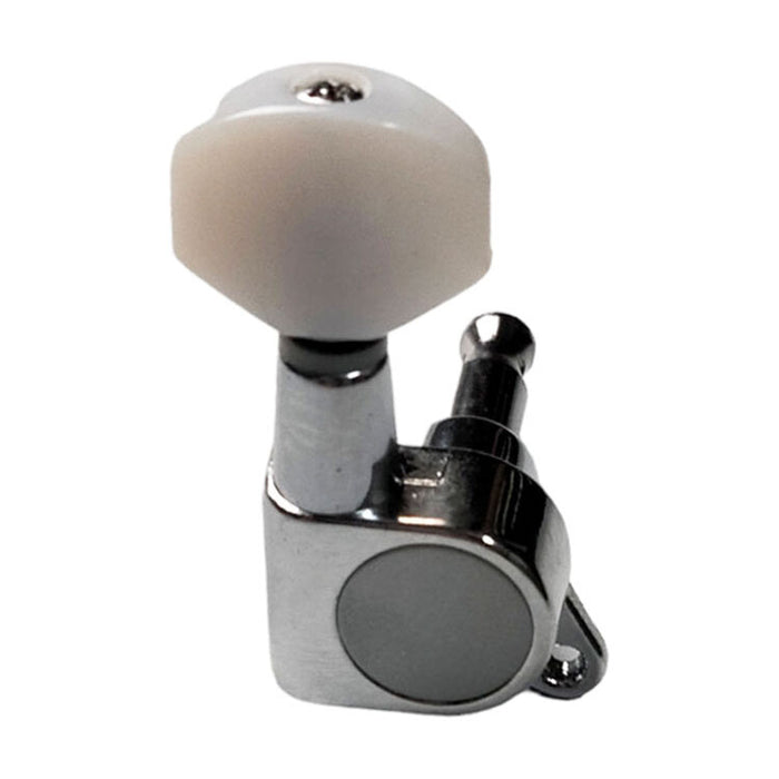 GT Electric Guitar Sealed Tuning Machines in Chrome Finish (6-inline) with Traditional White Pearl Buttons