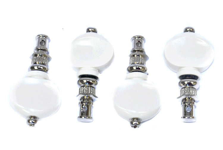 Gotoh UKB Series Ukulele Tuning Machines in Nickel Finish (Set of 4) with Oval White Buttons