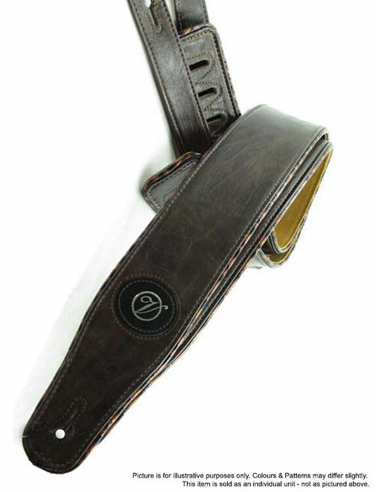 Vorson Dark Brown Leather Guitar Strap with Pattern Piping Look Awesome with Vorson!