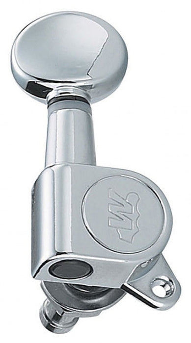 Wilkinson Acoustic/Electric Guitar Tuning Machines in Chrome Finish (3+3) with Classic Mini Oval F-style Vintage Button
