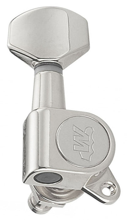 Wilkinson Electric Guitar Tuning Machines in Chrome Finish (6-inline) with Contemporary Mini Flat-sided Button