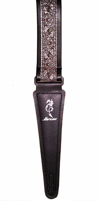 Vorson Black Leather Guitar Strap with Special Design 11 Fabric Inlay Look Awesome with Vorson!
