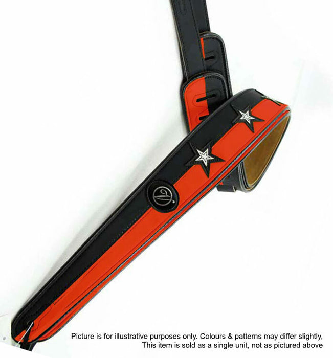 Vorson Black & Red Leather Guitar Strap with White Stars Look Awesome with Vorson!