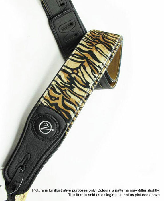 Vorson Black Leather Guitar Strap with Fur-fabric Bengal Tiger Pattern Look Awesome with Vorson!