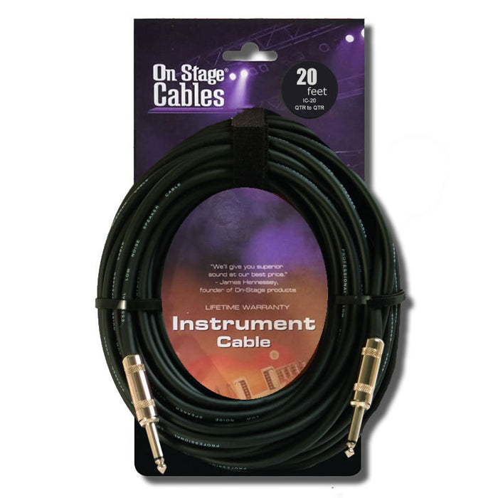 Hot Wires 20ft Instrument Cable (1/4" Straight Plug - 1/4" Straight Plug) Reliable Cables for Superior Sound!