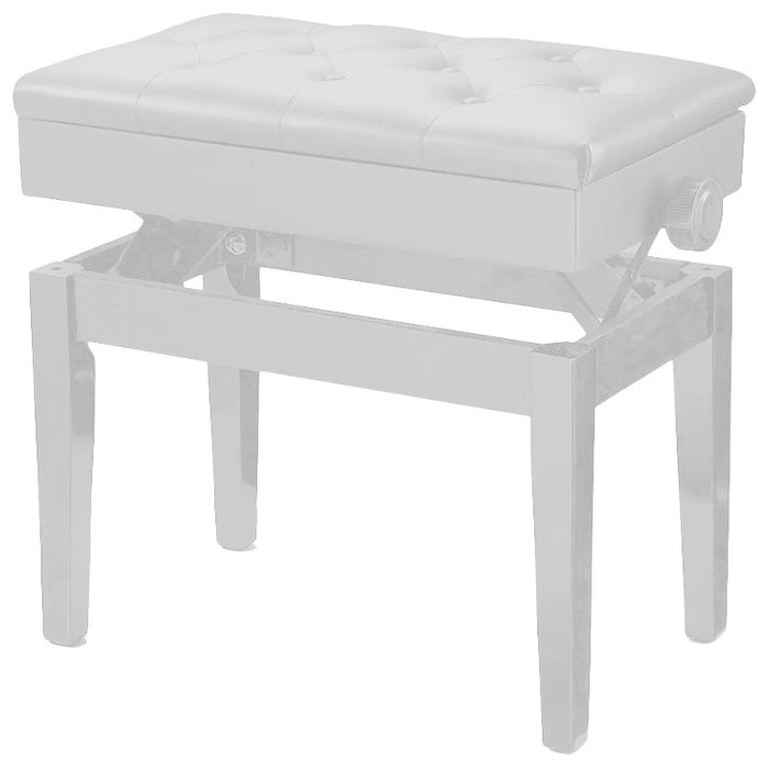 Pro Height Adjustable Piano Stool with Storage in White Gloss Matching Vinyl Buttoned Padded Seat