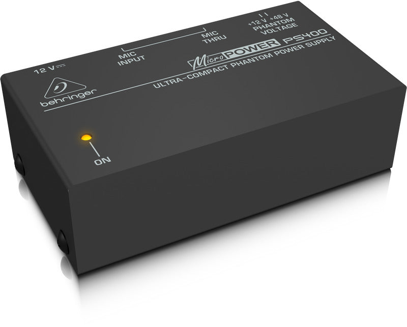 Behringer Micropower PS400 Ultra-Compact Phantom Power Supply Suits any Condenser Microphone