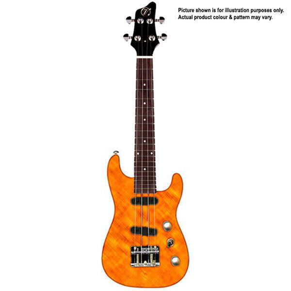 ELECTRIC ST SHAPE UKULELE QUILTED ORANGE BURST