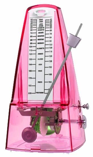 Cherry Metronome with Metal Mechanism & Bell in Transparent Pink Plastic Casing