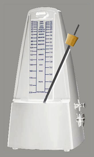 Cherry Metronome with Metal Mechanism & Bell in White Plastic Casing