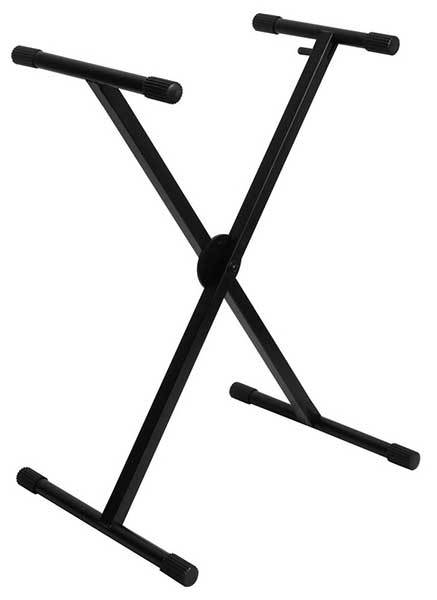 On Stage Pro Heavy Duty Single X-Braced Ergo-Lok Keyboard Stand In Black/White Packaging