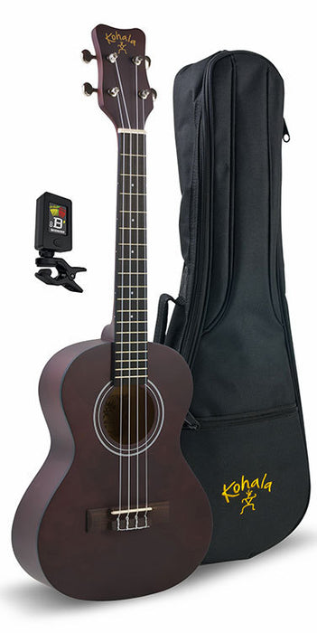 Kohala Soprano Ukulele Player's Pack with Ukulele in Natural Satin Finish Includes Clip-on Tuner & Padded Gig Bag
