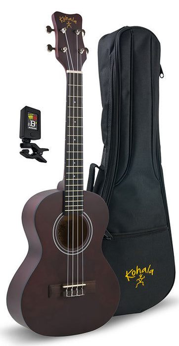 Kohala Tenor Ukulele Player's Pack with Ukulele in Natural Satin Finish Includes Clip-on Tuner & Padded Gig Bag