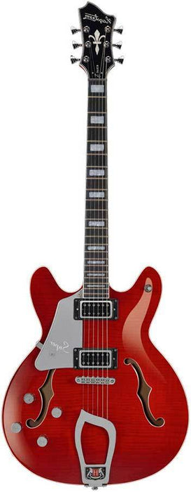Hagstrom Super Viking Left Hand Semi-Hollow Guitar in Wild Cherry Transparent Gloss w/ Case