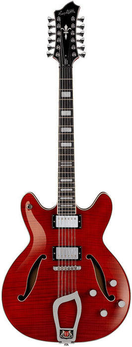 Hagstrom Viking Deluxe 12 String Semi-Hollow Guitar in Wild Cherry Transparent Gloss in case