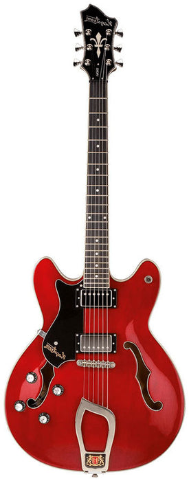 Hagstrom Viking Left Hand Semi-Hollow Guitar in Wild Cherry Transparent Gloss w/ Case