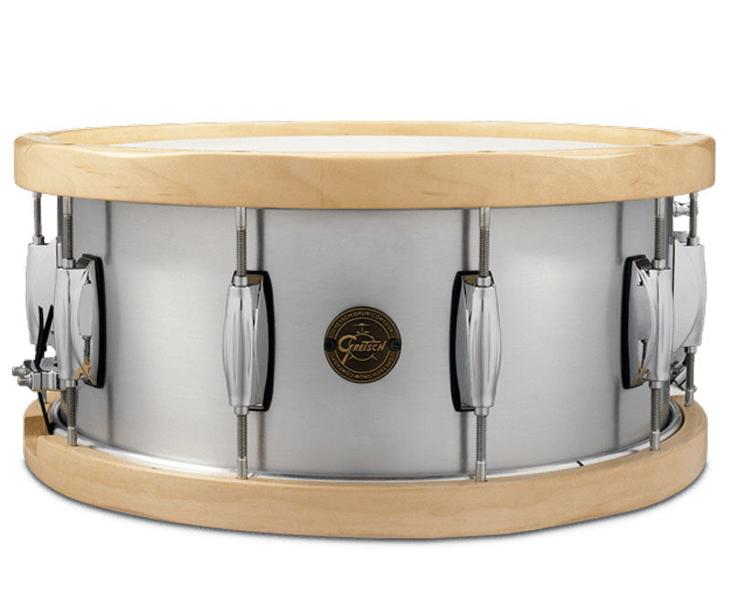 GRETSCH 14X6.5INCH ALUM SNARE DRUM W/WOOD HOOP