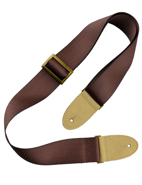 Perris 2" Vegan Collection Nylon-Webbed Guitar Strap in Brown with Cream Ends