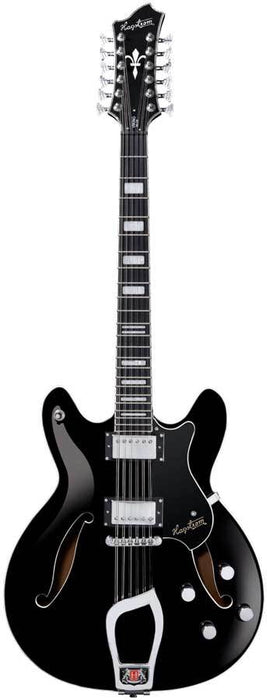 Hagstrom Viking Deluxe 12 String Semi-Hollow Guitar in Black Gloss w/ Case
