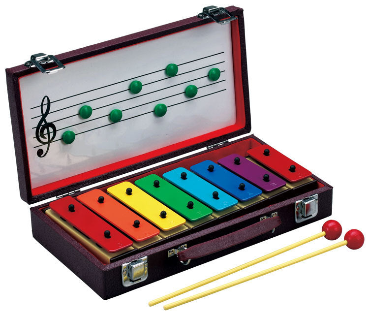 Opus Percussion 8-Note Resonator Bell Set in Wooden Case w/ Beaters & Magnetic Music Board