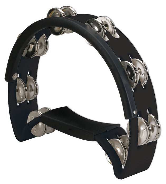 Opus Percussion Power Tambourine w/ Double-Row Jingles & Striking Edge in Black