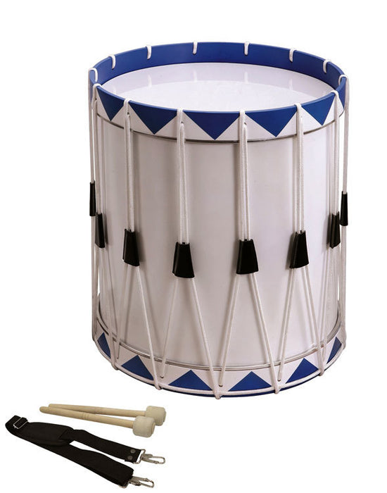 Opus Percussion Samba Drum in White & Blue w/ Carry Strap & Beaters (35cm x 43cm)