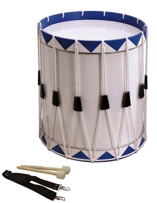 Opus Percussion Samba Drum in White & Blue w/ Carry Strap & Beaters (40cm x 49cm)