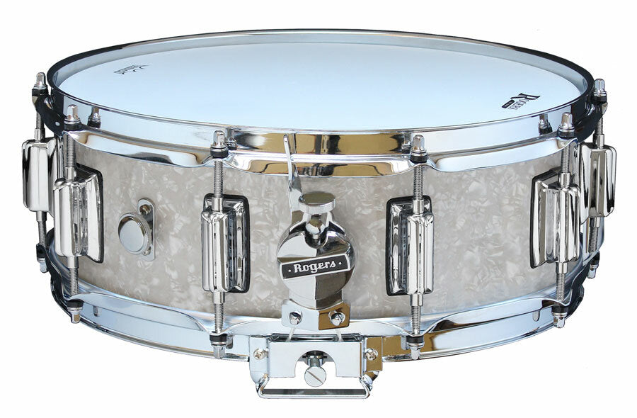Rogers Dyna-Sonic Beavertail Series Snare Drum in White Marine Pearl - 14 x 5