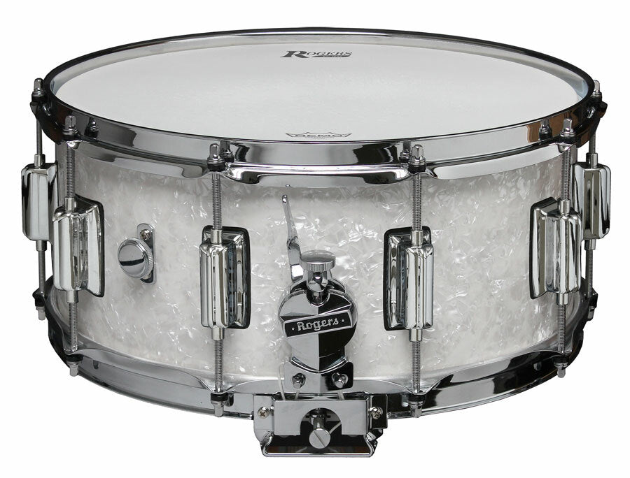 Rogers Dyna-Sonic Beavertail Series Snare Drum in White Marine Pearl - 14 x 6.5