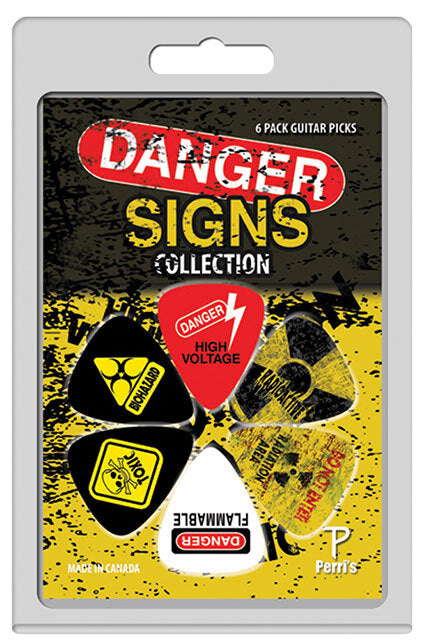 Perris 6-Pack Danger Signs Licensed Guitar Picks Pack