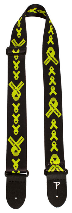 Perris 2" Polyester - Green Ribbon Guitar Strap with Leather ends