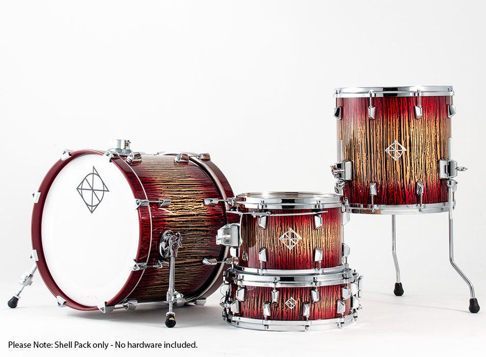 Dixon Artisan Series 4-Pce Drum Kit in Red Forrest Lacquer Finish Shell Pack Only