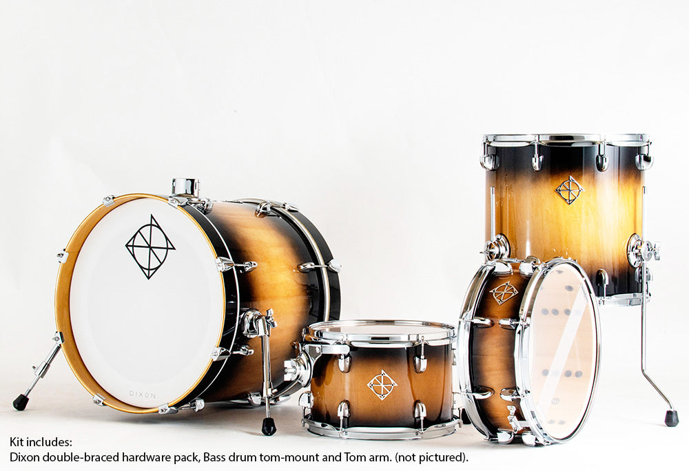 Dixon Fuse Maple 418 Series 4-Pce Drum Kit in Black Burst Gloss