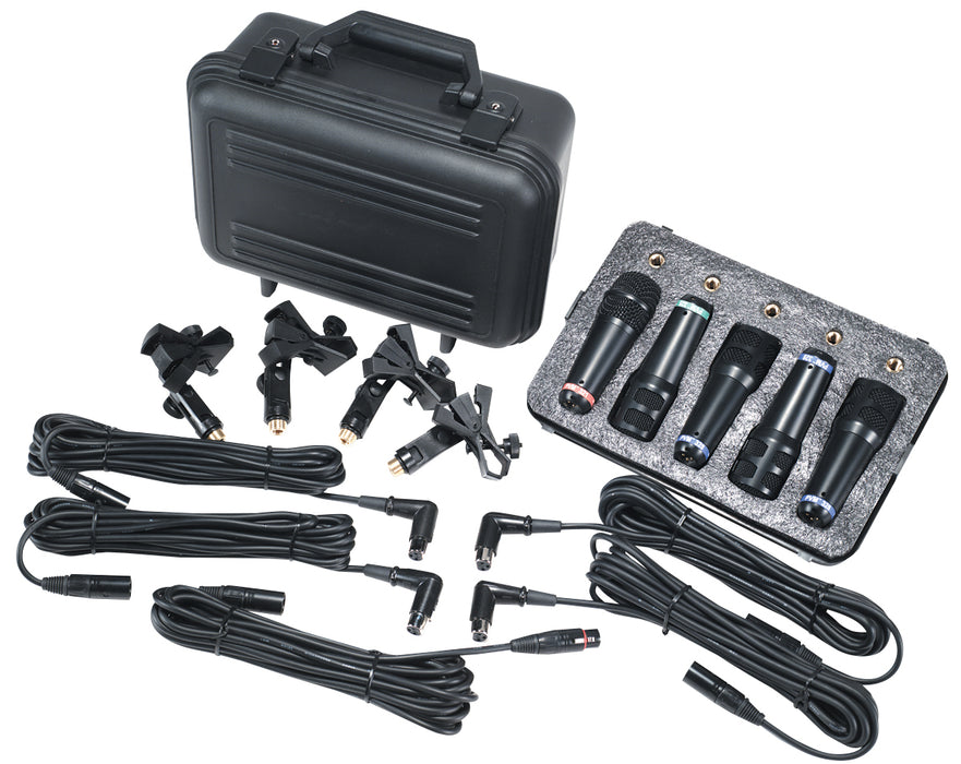 Peavey PVM DMS-5 Drum Microphone System with Mounts Cables & Carry Case
