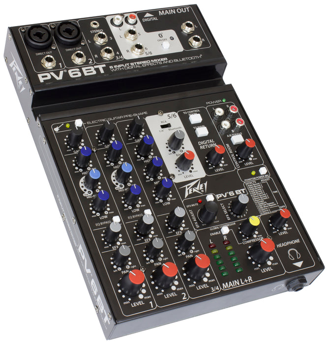 Peavey PV Series PV-6BT Compact 6-Channel Mixer with BT
