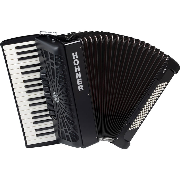Hohner Bravo III 80 Bass Chromatic Accordion In Black with Padded Gig Bag and Straps