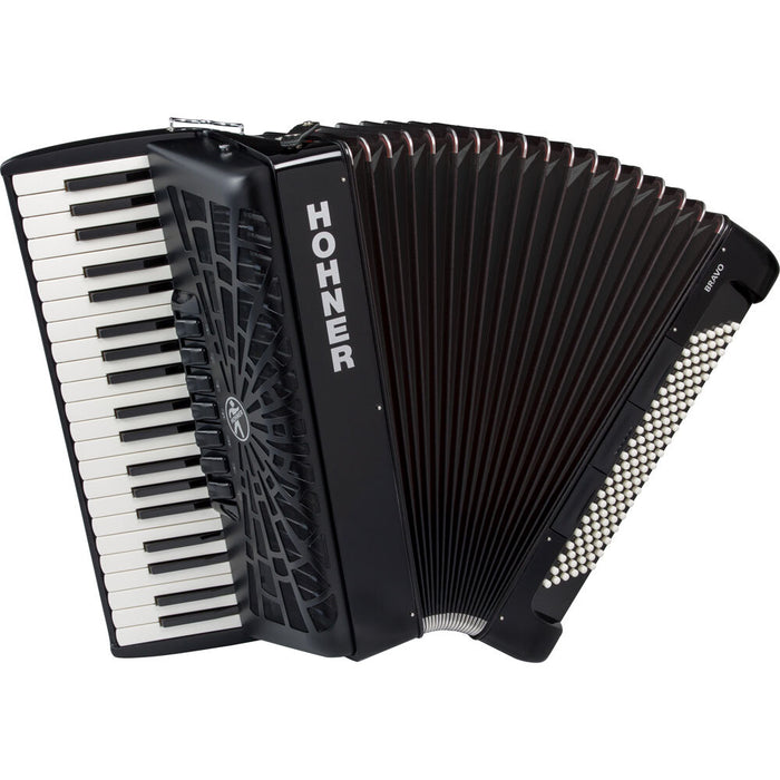 Hohner Bravo III 120 Bass Chromatic Accordion in Black with Padded Gig Bag and Straps