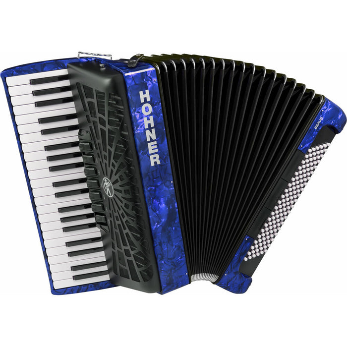 Hohner Bravo III 120 Bass Chromatic Accordion in Blue Pearl with Padded Gig Bag and Straps
