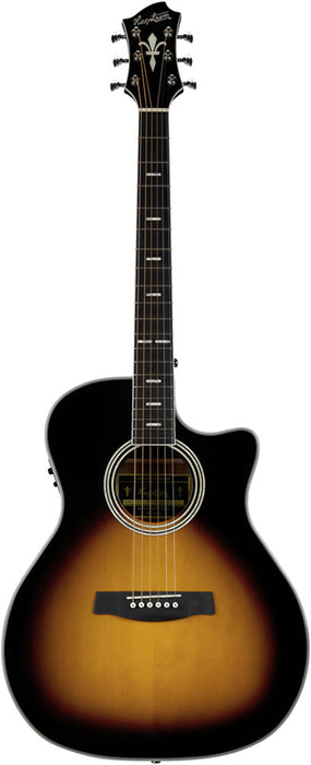 Hagstrom Siljan II Series Dreadnought AC/EL Guitar with Cutaway in Tobacco Sunburst